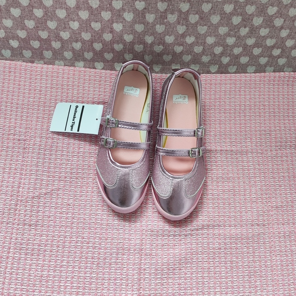 Onitsuka Tiger by Asics Metallic Pink Double-Strap Mary Jane Flats - Picture 1 of 7